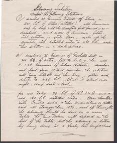 Document - W.D.MASON COLLECTION: SILVERING SOLUTIONS
