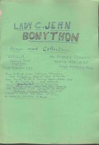 Document - LYDIA CHANCELLOR COLLECTION: LADY C. JEAN BONYTHON