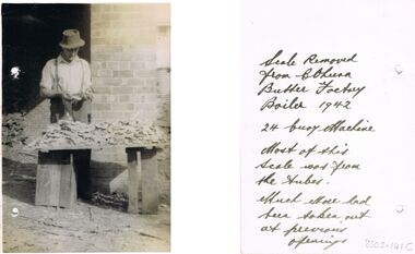 Photograph - BILL ASHMAN COLLECTION: MAN STANDING BESIDE BENCH PILED WITH SCALE