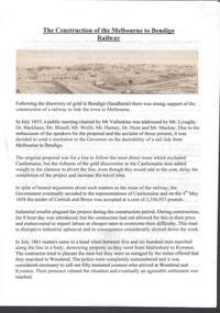 Document - THE CONSTRUCTION OF THE MELBOURNE TO BENDIGO RAILWAY
