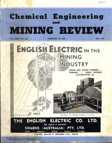 Book - CHEMICAL ENGINEERING AND MINING REVIEW, February 10th, 1939