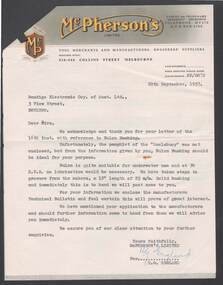 Document - BILL ASHMAN COLLECTION: CORRESPONDENCE
