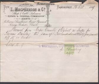 Document - CONNELLY, TATCHELL, DUNLOP COLLECTION:  MEMO