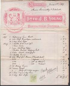 Document - CONNELLY, TATCHELL, DUNLOP COLLECTION:  INVOICE J.B. YOUNG