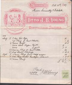 Document - CONNELLY, TATCHELL, DUNLOP COLLECTION: INVOICE J.B. YOUNG
