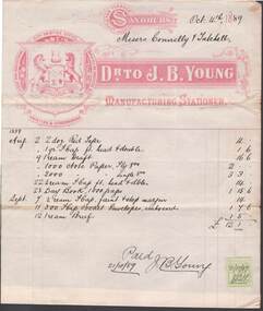 Document - CONNELLY, TATCHELL, DUNLOP COLLECTION: INVOICE J.B. YOUNG