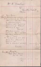 Document - CONNELLY, TATCHELL, DUNLOP COLLECTION:  ACCOUNT FROM MR. W. DONOHUE
