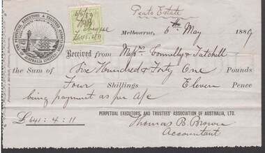 Document - CONNELLY, TATCHELL, DUNLOP COLLECTION:  PERPETUAL EXECUTORS' & TRUSTEES ASSOCIATION OF AUSTRALIA