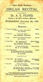 Document - ORGAN RECITAL FLYER, 1934