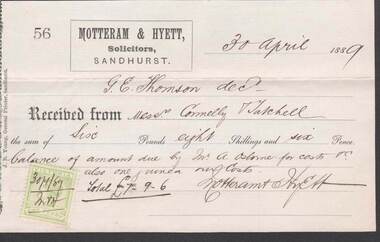 Document - CONNELLY, TATCHELL, DUNLOP COLLECTION:  MOTTERAM & HYETT, SOLICITORS, SANDHURST