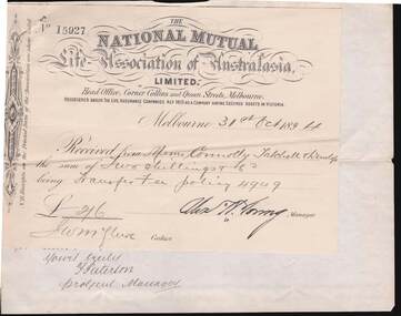 Document - CONNELLY, TATCHELL, DUNLOP COLLECTION:  INVOICE  NATIONAL MUTUAL LIFE