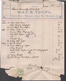 Document - CONNELLY, TATCHELL, DUNLOP COLLECTION: ACCOUNT J.B. YOUNG, LYTTLETON TERRACE