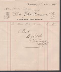 Document - CONNELLY, TATCHELL, DUNLOP COLLECTION: ACCOUNT  JOHN STEVENSON, GENERAL ENGRAVER