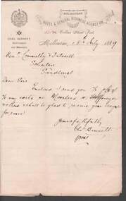 Document - CONNELLY, TATCHELL, DUNLOP COLLECTION: HOTEL & GENERAL BUSINESS AGENCY CO. COLLINS ST