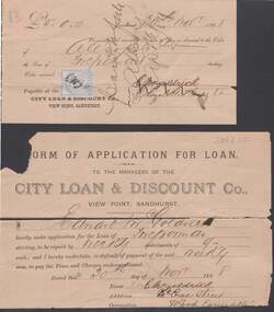 Document - CONNELLY, TATCHELL, DUNLOP COLLECTION:  APPLICATION FOR LOAN CITY LOAN AND DISCOUNT CO