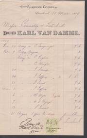 Document - CONNELLY, TATCHELL, DUNLOP COLLECTION:  INVOICE KARL VAN DAMME