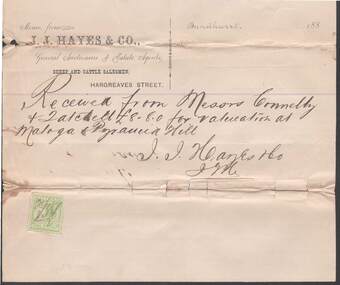 Document - CONNELLY, TATCHELL, DUNLOP COLLECTION: RECEIPT J.J. HAYES & CO