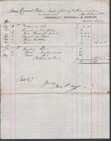 Document - CONNELLY, TATCHELL, DUNLOP COLLECTION:  ACCOUNT ESTATE OF JOHN WATSON DECEASED