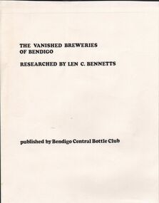 Document - JAMES LERK COLLECTION: VANISHED BREWERIES OF BENDIGO
