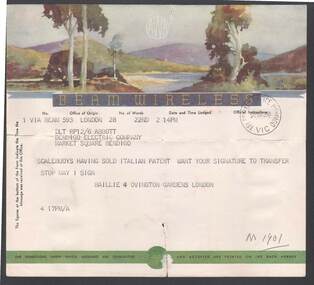 Document - BILL ASHMAN COLLECTION: TELEGRAM