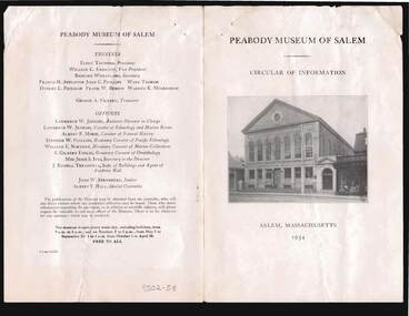 Document - BILL ASHMAN COLLECTION: PEABODY MUSEUM BROCHURE