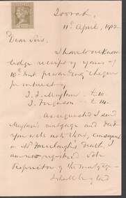 Document - CONNELLY, TATCHELL, DUNLOP COLLECTION:  LETTER