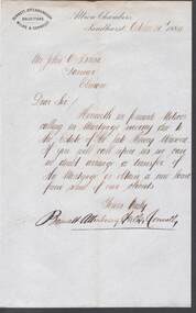 Document - CONNELLY, TATCHELL, DUNLOP COLLECTION:  LETTER FROM JOHN O'BRIEN
