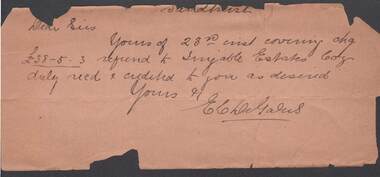 Document - CONNELLY, TATCHELL, DUNLOP COLLECTION:  LETTER