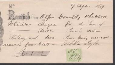 Document - CONNELLY, TATCHELL, DUNLOP COLLECTION: RECEIPTS