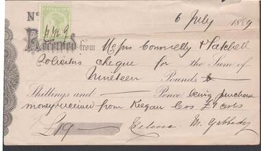 Document - CONNELLY, TATCHELL, DUNLOP COLLECTION: INVOICE,  RECEIPTS