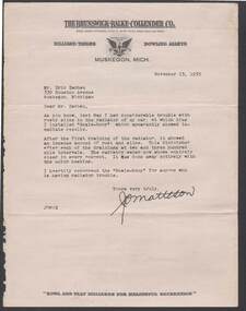 Document - BILL ASHMAN COLLECTION: CORRESPONDENCE