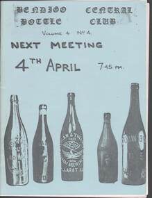 Document - JAMES LERK COLLECTION: BENDIGO CENTRAL BOTTLE CLUB NEWSLETTER