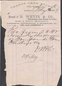 Document - CONNELLY, TATCHELL, DUNLOP COLLECTION: TEAPOT CASH STORE, PALL MALL, SANDHURST