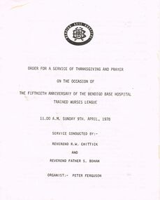 Document - BENDIGO BASE HOSPITAL, 9/4/1978