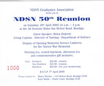 Document - NDSN GRADUATES ASSOCIATION: INVITATION, 7th April 2000