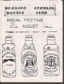Document - JAMES LERK COLLECTION: BENDIGO CENTRAL BOTTLE CLUB NEWSLETTER