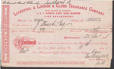 Document - CONNELLY, TATCHELL, DUNLOP COLLECTION:  LIVERPOOL & LONDON GLOBE INSURANCE COMPANY