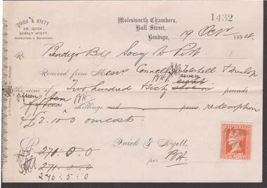 Document - CONNELLY, TATCHELL, DUNLOPCOLLECTION:  RECEIPT QUICK & HYETT