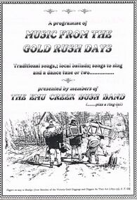 Programme - A PROGRAMME OF MUSIC FROM THE GOLD RUSH DAYS