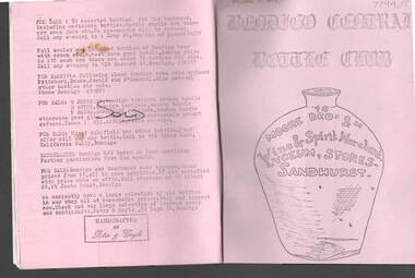 Document - JAMES LERK COLLECTION: BENDIGO CENTRAL BOTTLE CLUB NEWSLETTER