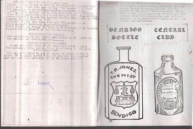 Document - JAMES LERK COLLECTION: BENDIGO CENTRAL BOTTLE CLUB NEWSLETTER