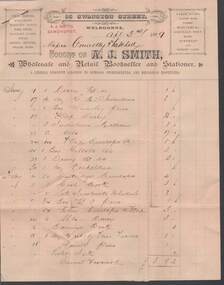 Document - CONNELLY, TATCHELL, DUNLOP COLLECTION: INVOICE A.J. SMITH, SANDHURST