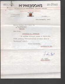 Document - BILL ASHMAN COLLECTION: LETTER