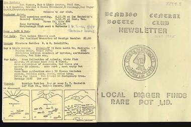 Document - JAMES LERK COLLECTION: BENDIGO CENTRAL BOTTLE CLUB NEWSLETTER