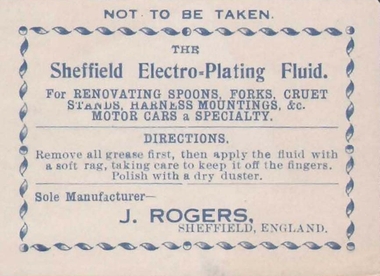 Document - CAMBRIDGE PRESS COLLECTION: LABEL - J. ROGERS, SHEFFIELD, ENGLAND