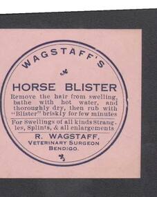 Document - CAMBRIDGE PRESS COLLECTION: LABEL - WAGSTAFF'S HORSE BLISTER