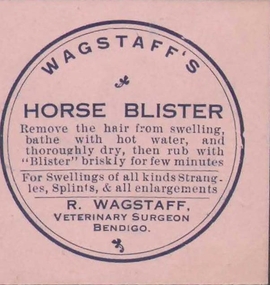 Document - CAMBRIDGE PRESS COLLECTION: LABEL - WAGSTAFF'S HORSE BLISTER