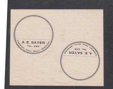 Document - CAMBRIDGE PRESS COLLECTION: LABEL - A. E. SAYER