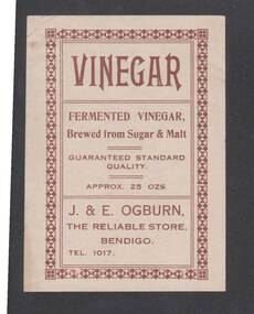 Document - CAMBRIDGE PRESS COLLECTION: LABEL FERMENTED VINEGAR