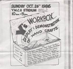 Document - Y.M.C.A., Y'S WORKBOX, DISPLAY & DEMONSTRATION OF HAND CRAFTS, 26th October 1986
